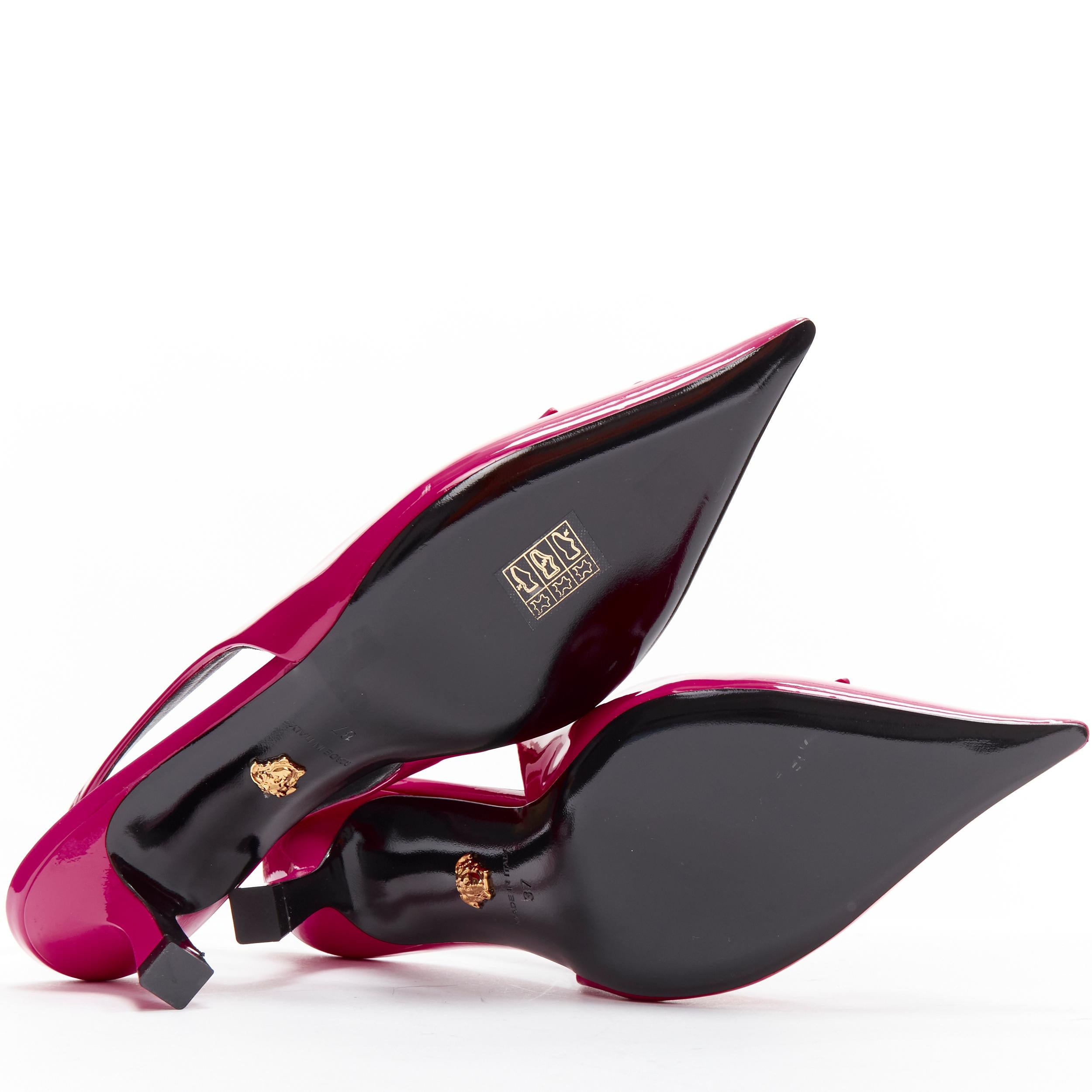 VERSACE Palazzo Medusa fuscia pink sling kitteh heel pointed toe pump EU36 For Sale 6