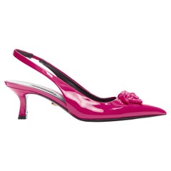 VERSACE Palazzo Medusa fuscia pink sling kitteh heel pointed toe pump EU36