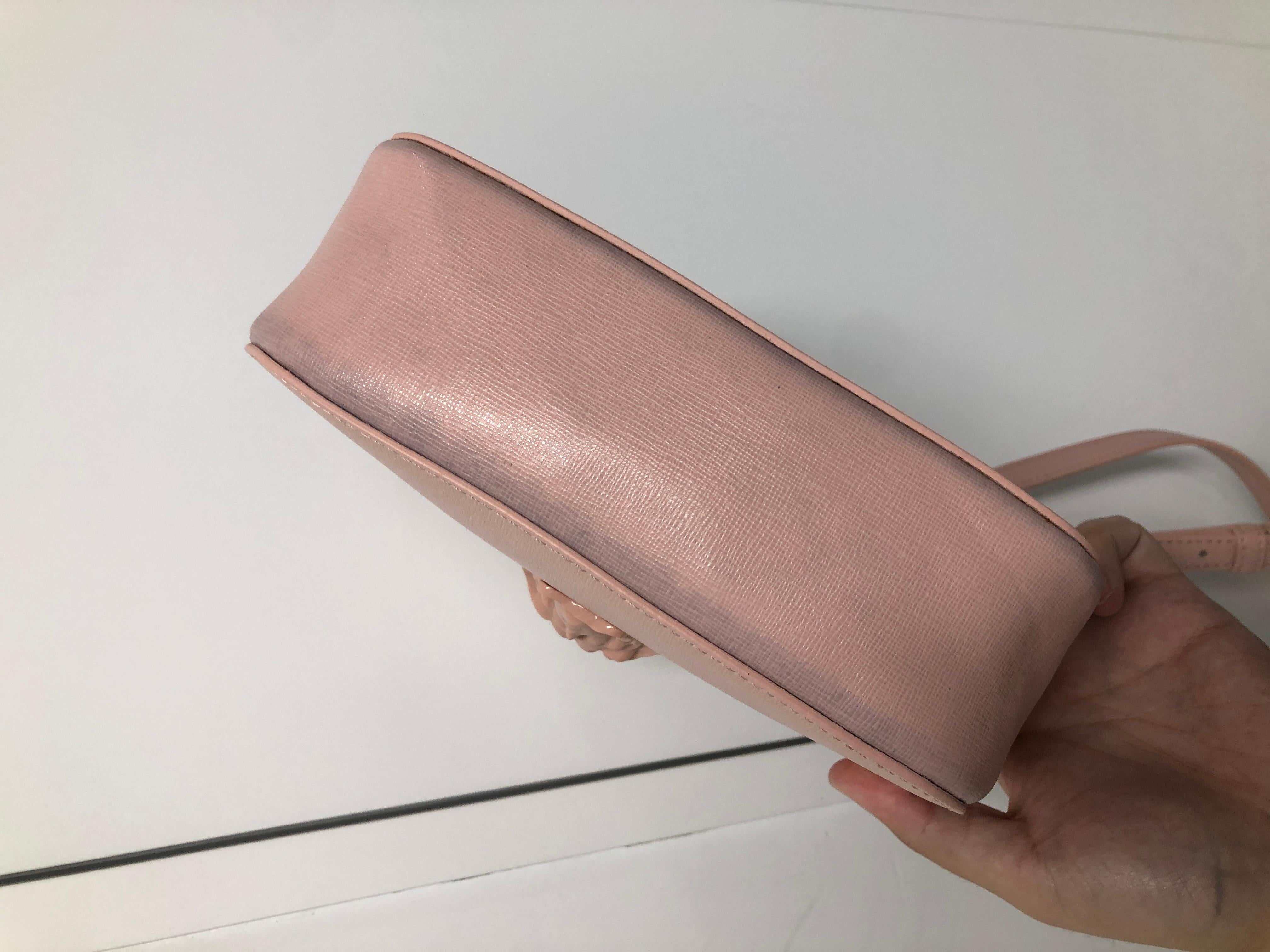 Women's VERSACE Palazzo Medusa head blush pink saffiano leather crossbody camera bag