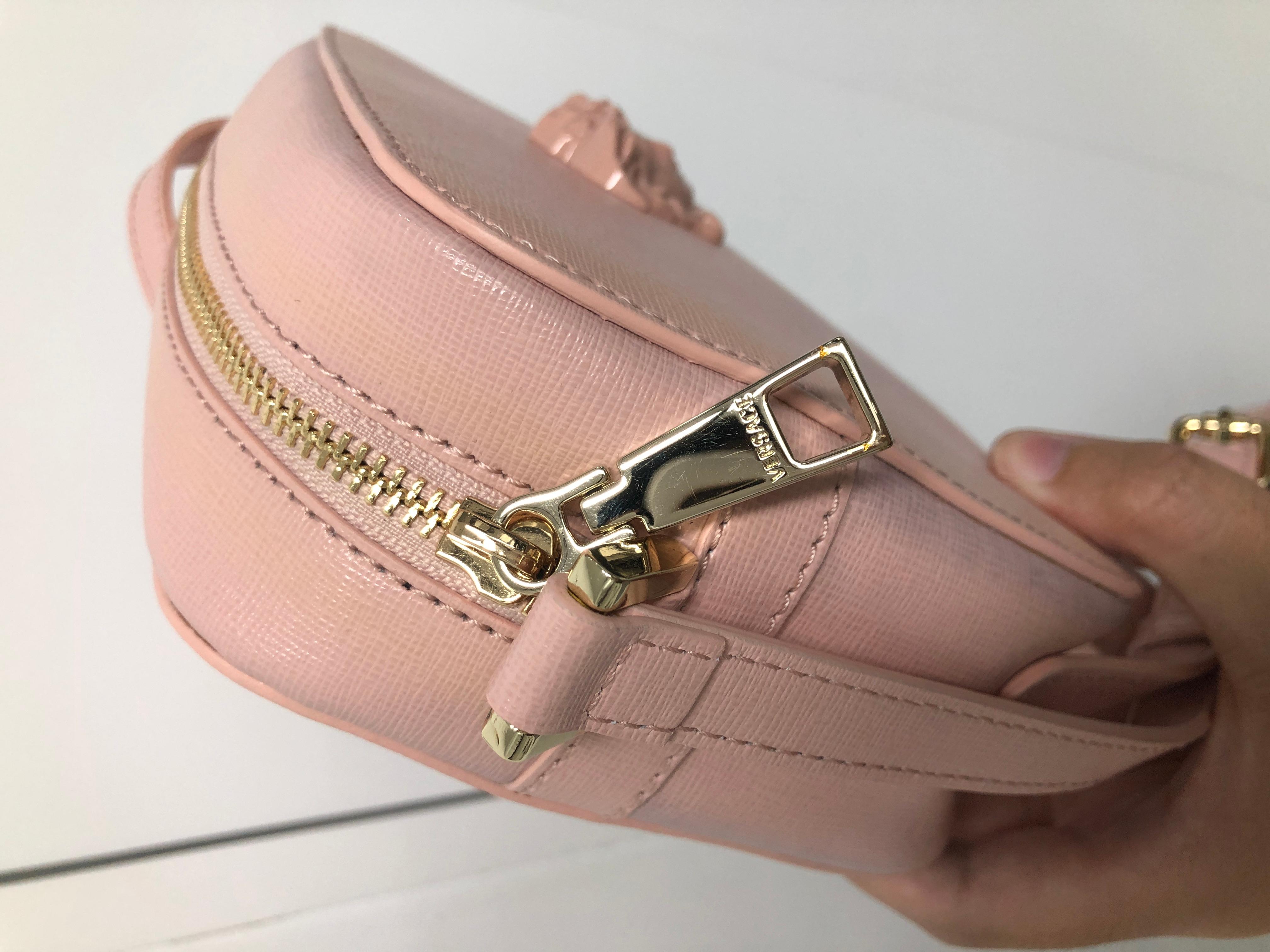 VERSACE Palazzo Medusa head blush pink saffiano leather crossbody camera bag 1