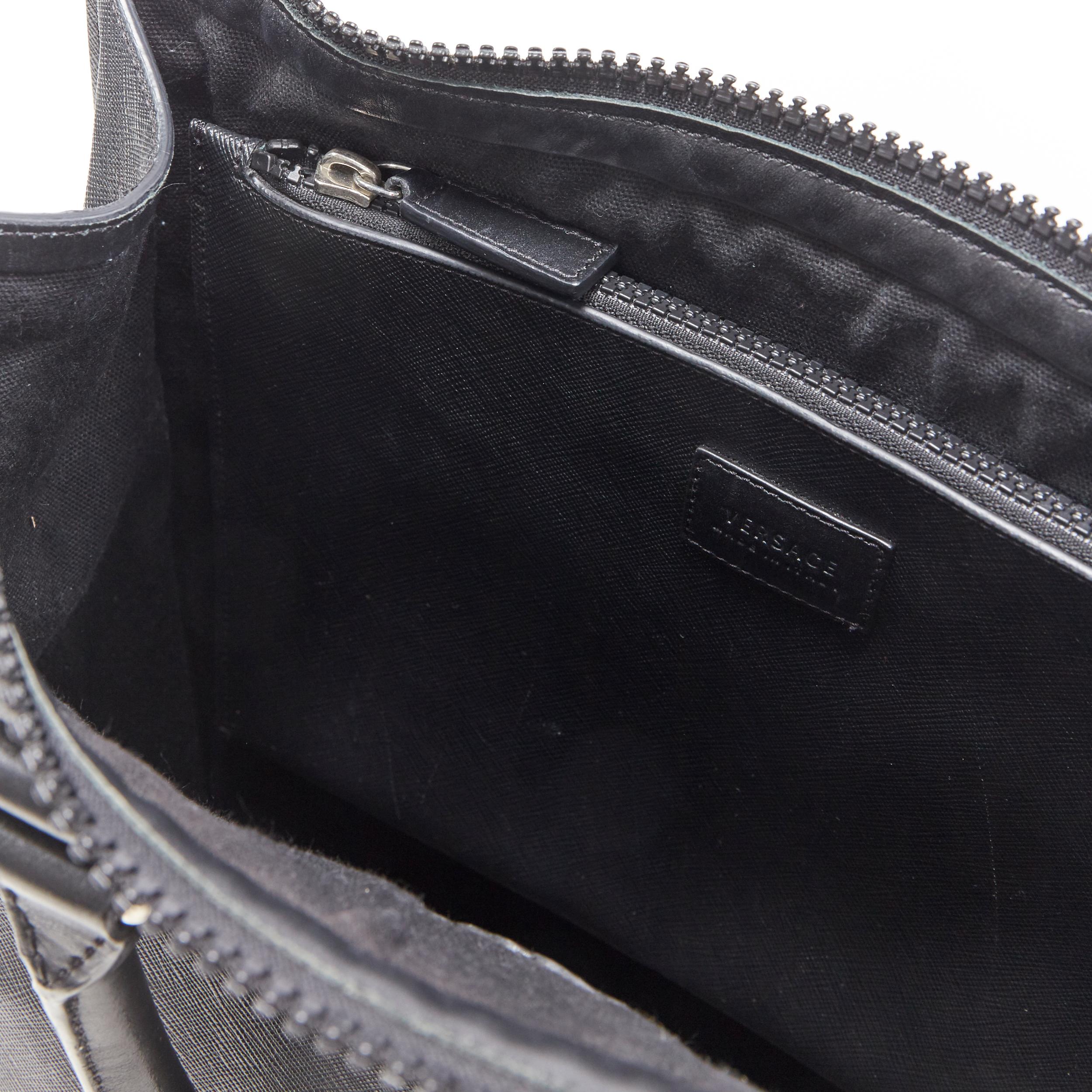 VERSACE Palazzo silver Medusa charm black PVC top zip rectangular tote bag 1