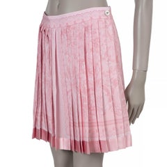 VERSACE pale pink silk 2024 BAROCCO PLEATED MINI Skirt 44 L