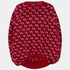 Versace Parade Red La Greca Jacquard Knit Cocoon Sweater M