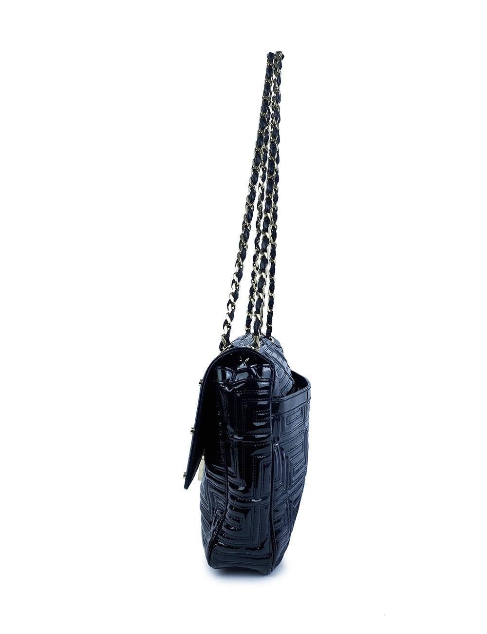 Black Versace Patent Leather Shoulder Handbag