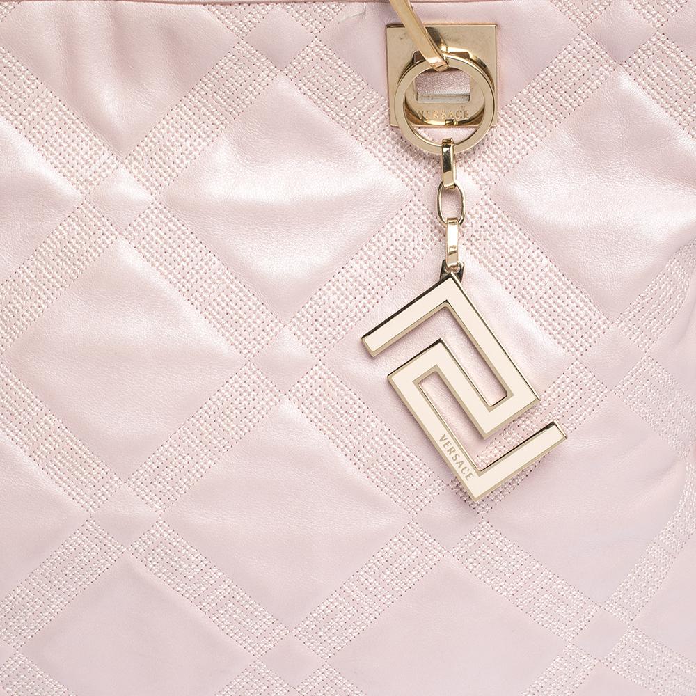 Versace Pearl Pink Leather Chain Shopper Tote 7
