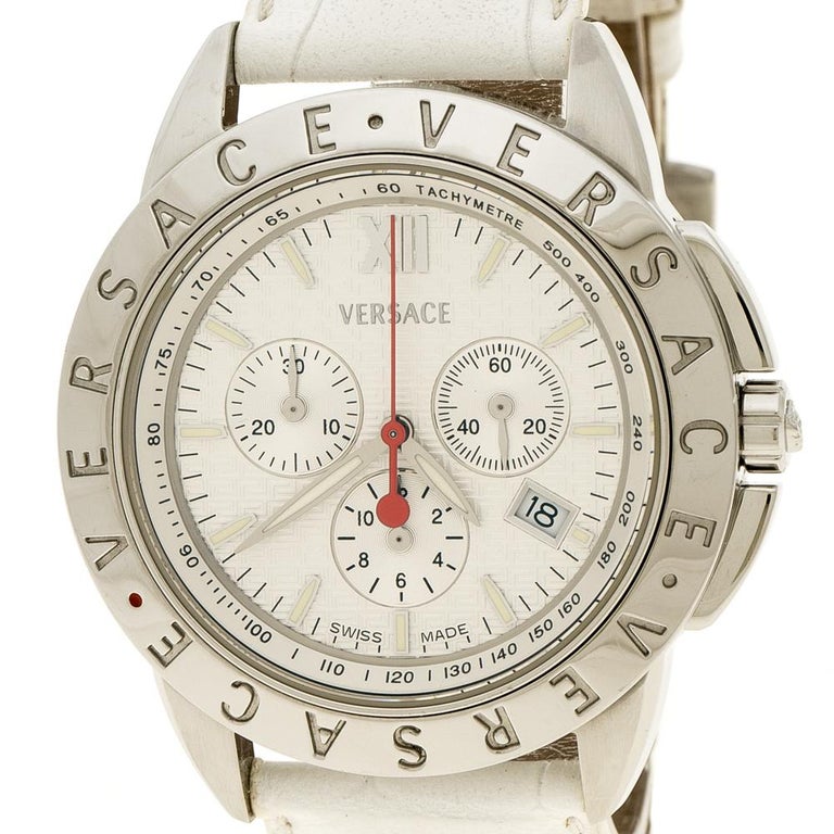 Versace Pearl White Stainless Steel Chronograph 12C99 Men's Wristwatch 44  mm at 1stDibs | versace 12c99, versace tachymeter watch, versace watch  tachymeter
