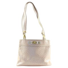 Used VERSACE Pearlescent Pink Ostrich Leather Shoulder Bag 5VER1219K
