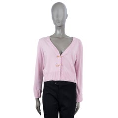 VERSACE pink cashmere 2021 SAFETY PIN DISTRESSED Cardigan Sweater 44 L