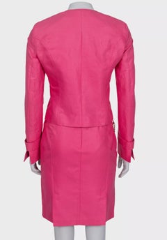 Versace Pink Cotton Skirt Suit - Size S 38/40