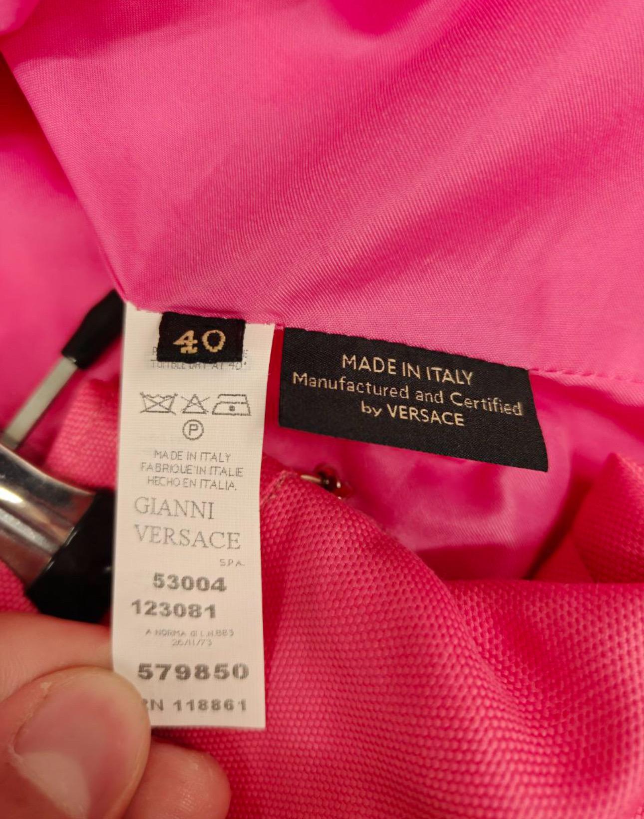 Traje Falda Versace Rosa Algodón - Talla S 38/40 en venta 2