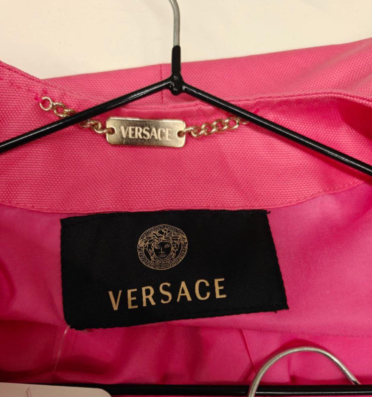 Traje Falda Versace Rosa Algodón - Talla S 38/40 en venta 4
