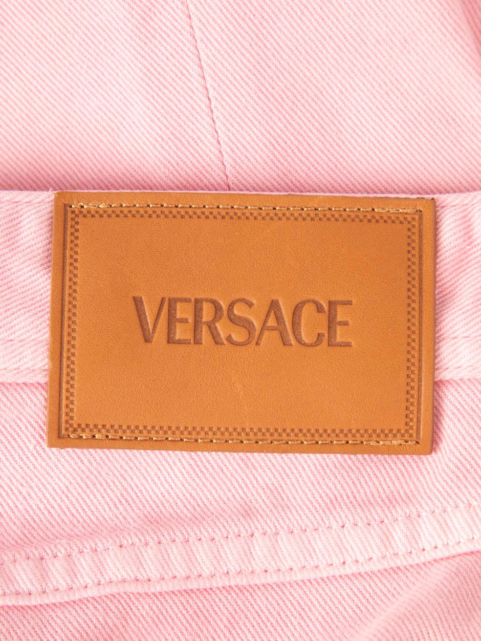 Versace Pink Denim Flared Jeans Size XS For Sale 1
