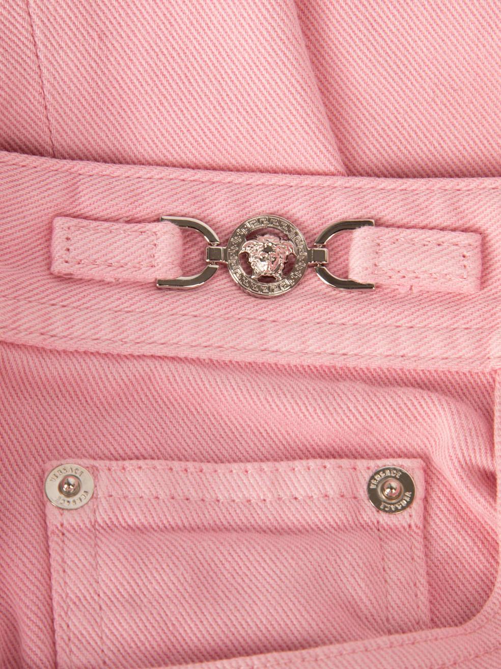Versace Pink Denim Flared Jeans Size XS For Sale 2