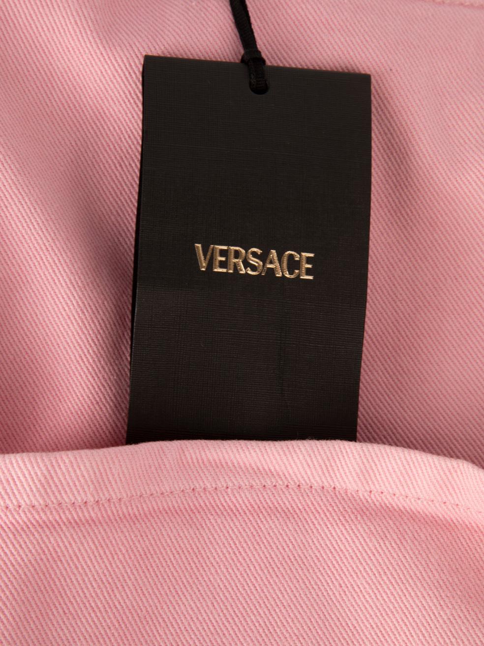 Versace Pink Denim Flared Jeans Size XS For Sale 4