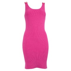 Versace Pink Gold Medusa Button Detail Mini Dress Size S