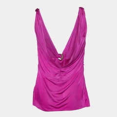 Versace Pink Jersey Knotted Sleeveless Top M
