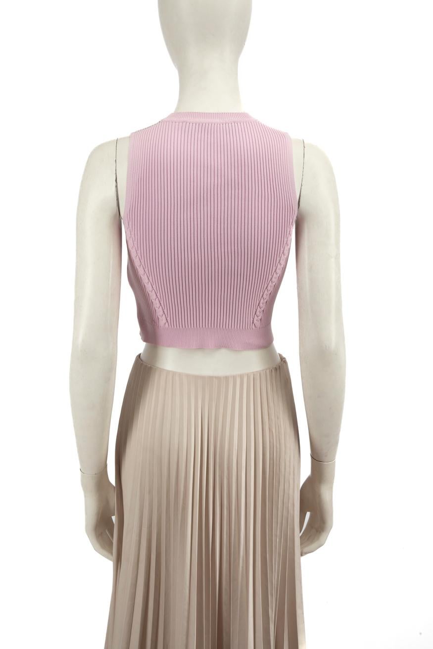 Beige Versace Pink Knit Crop Top Size XS For Sale