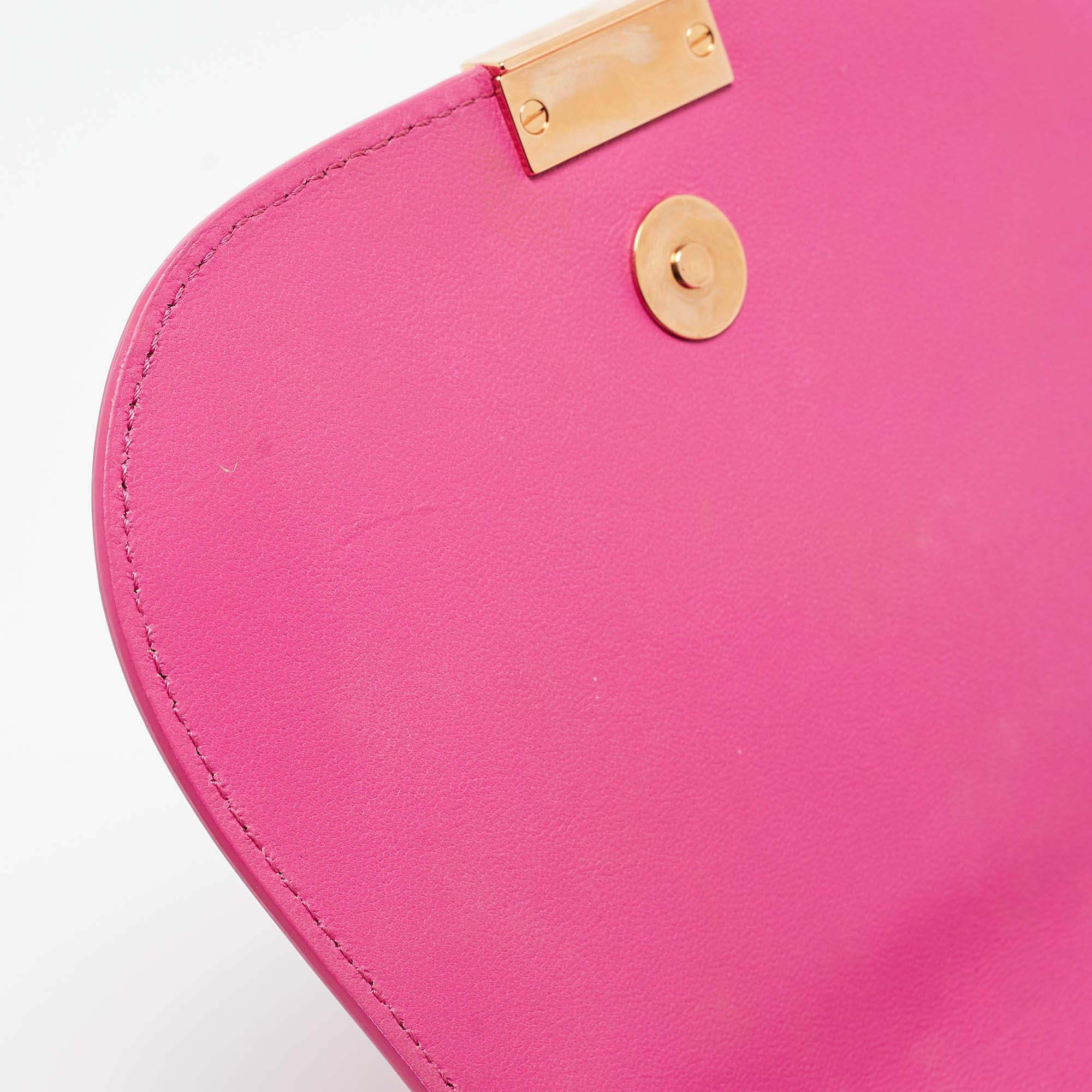 Versace Pink Leather Greca Shoulder Bag 6