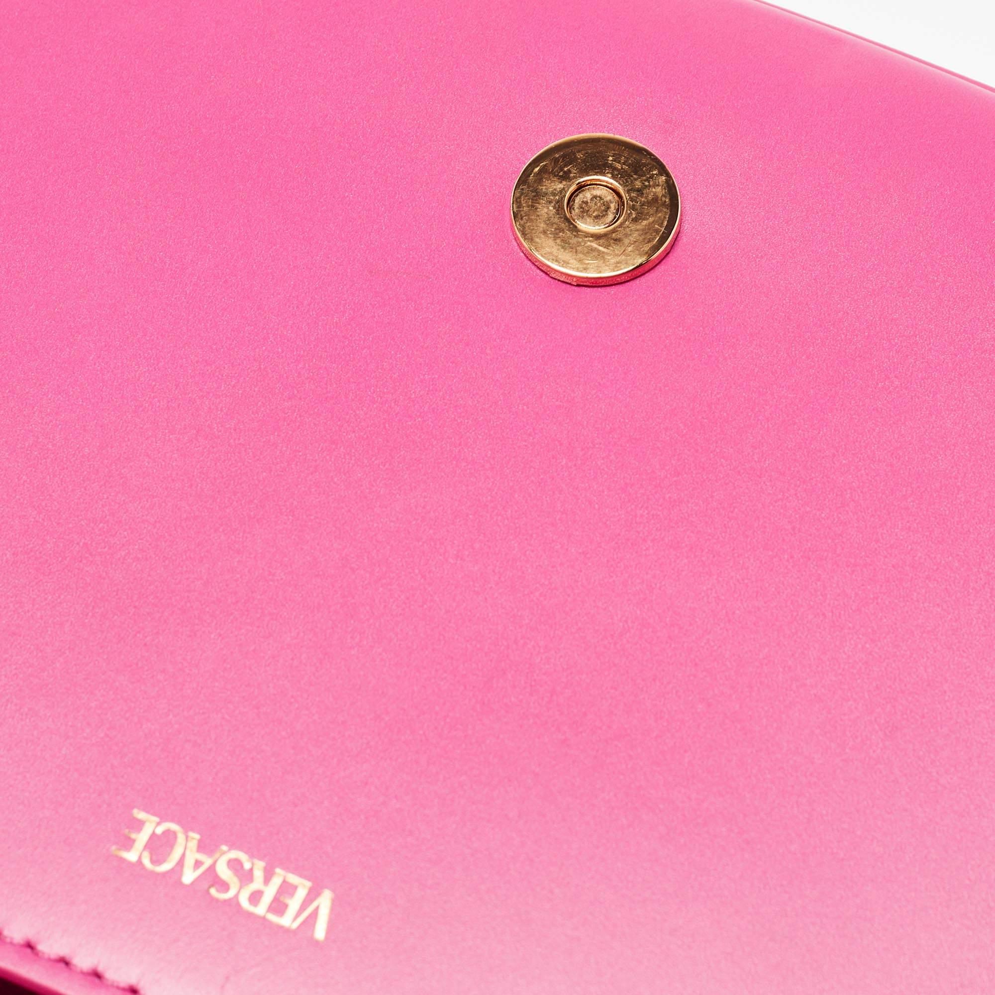 Versace Pink Leather Greca Shoulder Bag 9