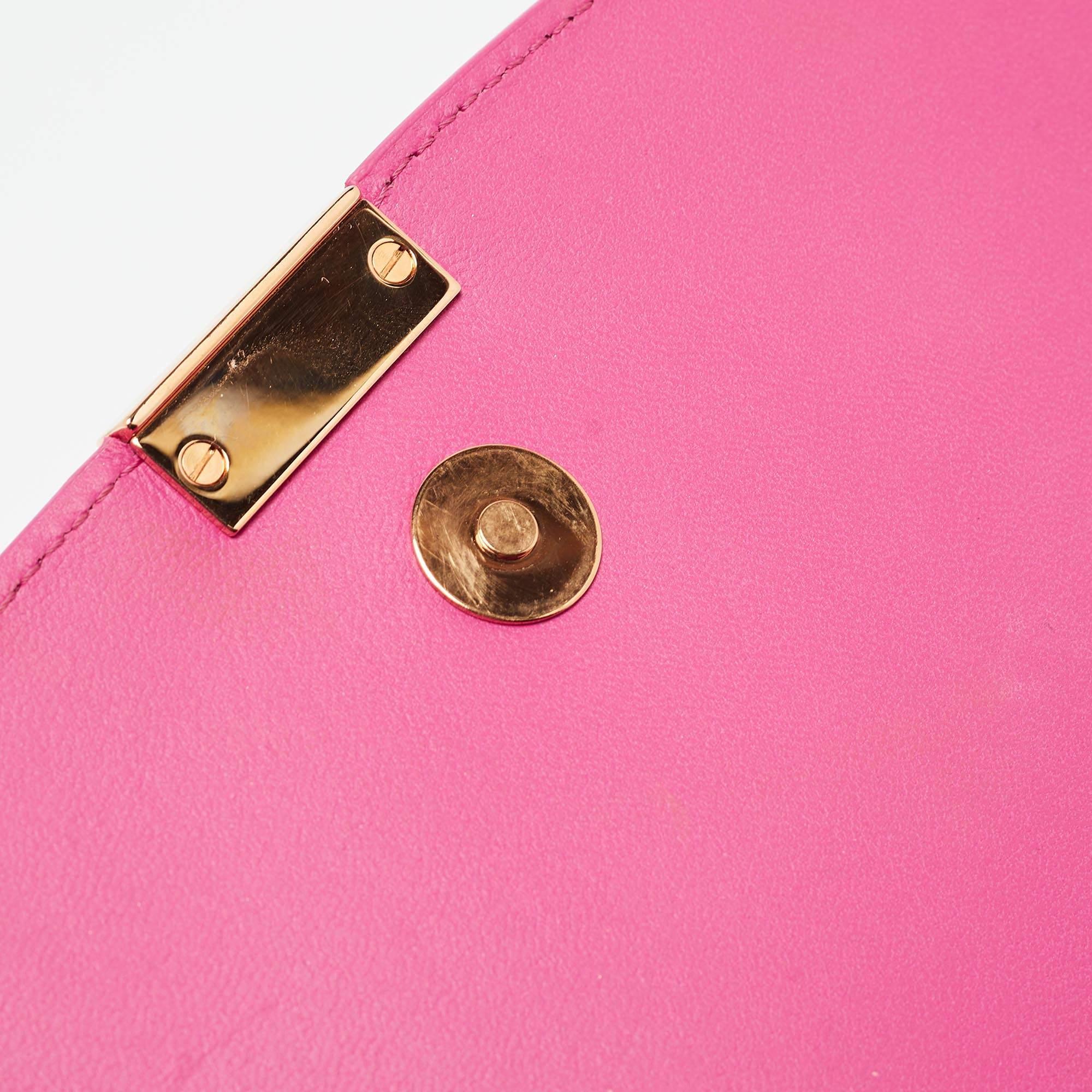Versace Pink Leather Greca Shoulder Bag 5