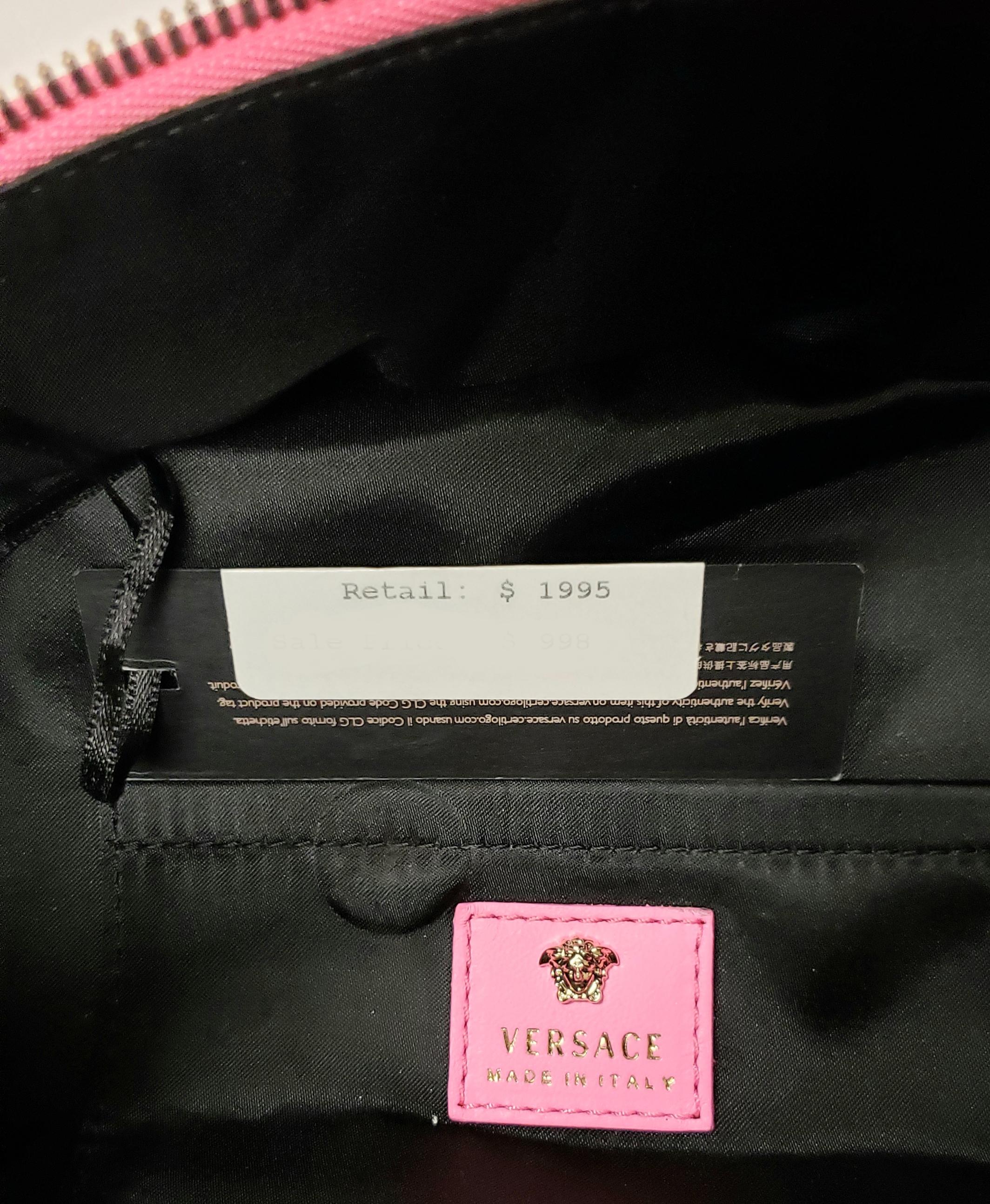 VERSACE PINK LEATHER MEDUSA and GOLD-PLATED HARDWARE BACKPACK 1