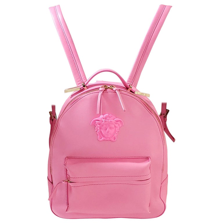 VERSACE PINK LEATHER MEDUSA and GOLD-PLATED HARDWARE BACKPACK at 1stDibs