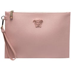 Versace Pink Leather Medusa Clutch