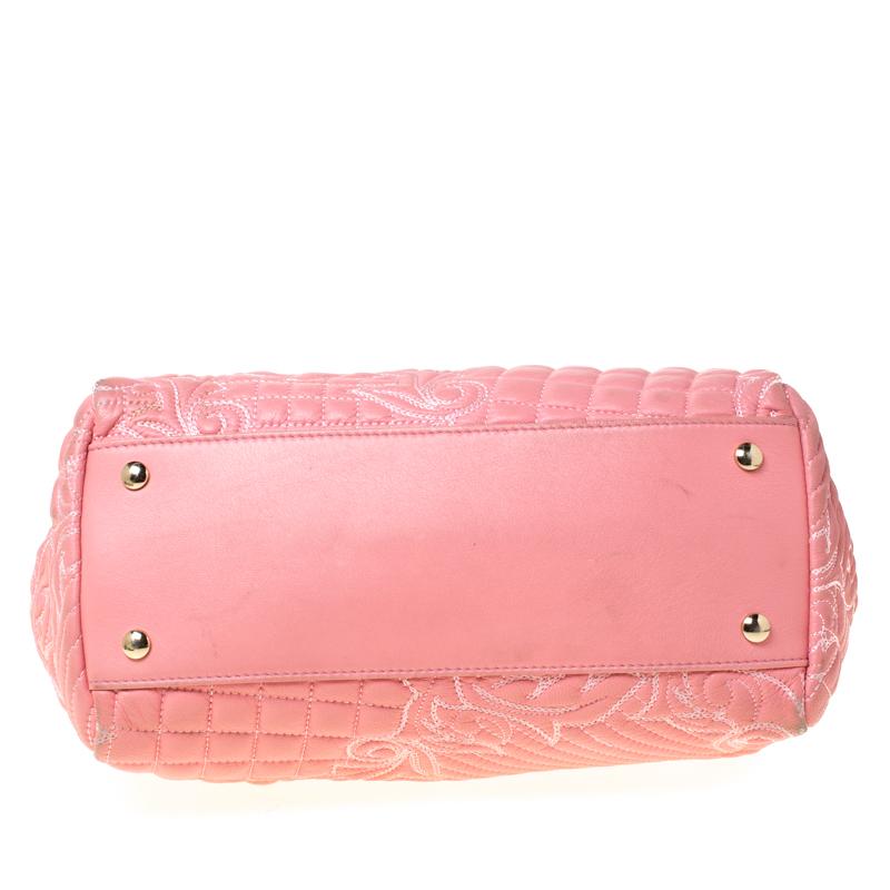 Women's Versace Pink Leather Talia Vanitas Shoulder Bag
