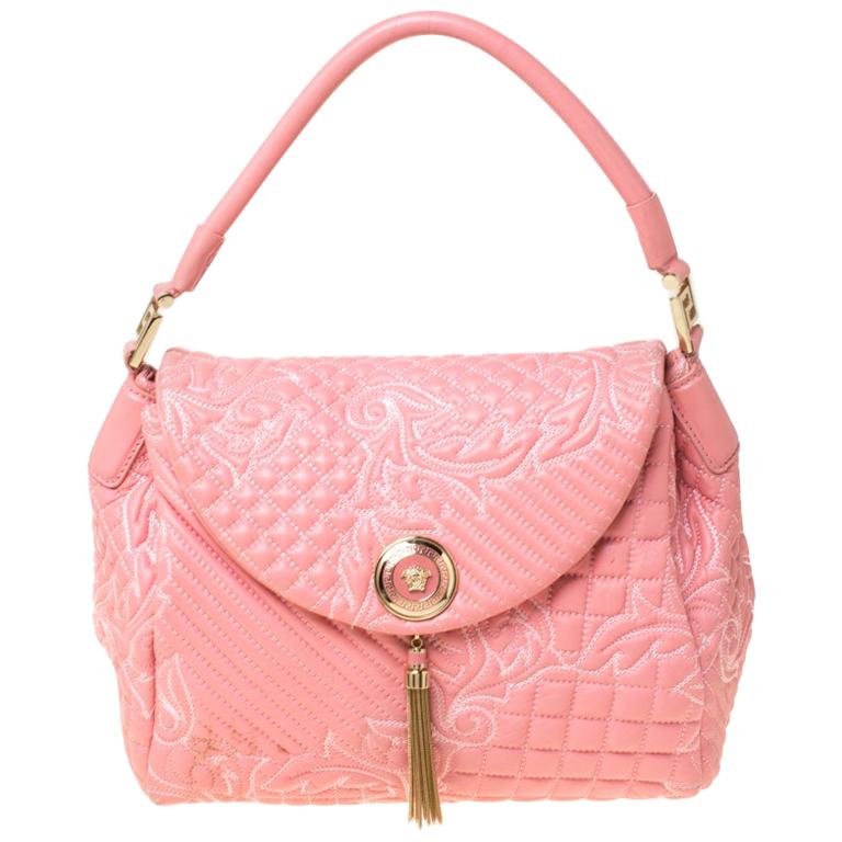 Versace Pink Leather Talia Vanitas Shoulder Bag