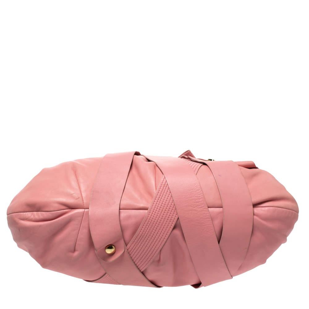 Versace Pink Leather Venita Bow Satchel For Sale 2