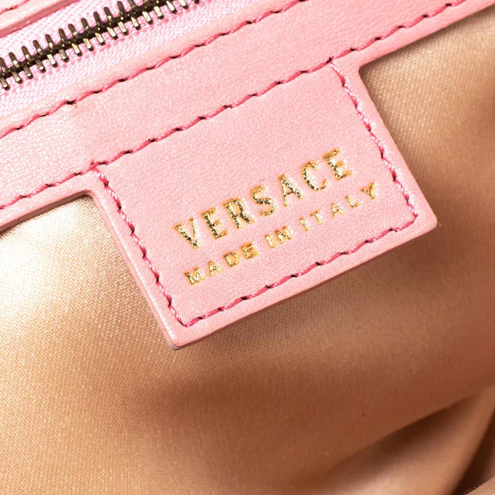 Versace Rosa Leder Venita Bow Satchel im Angebot 3