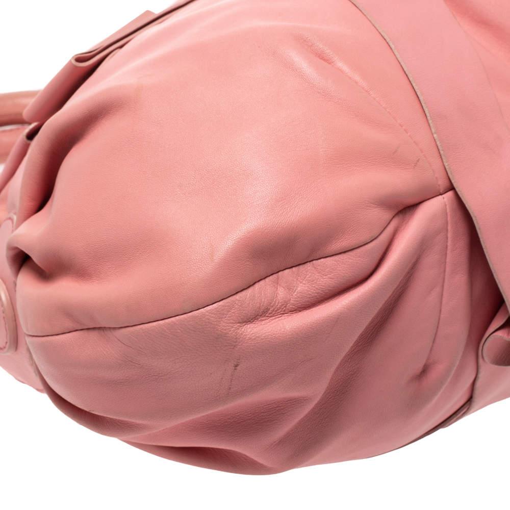 Versace Pink Leather Venita Bow Satchel For Sale 5