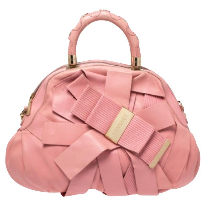 Versace Pink Leather Venita Bow Satchel