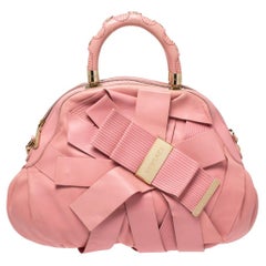 Versace Pink Leather Venita Bow Satchel