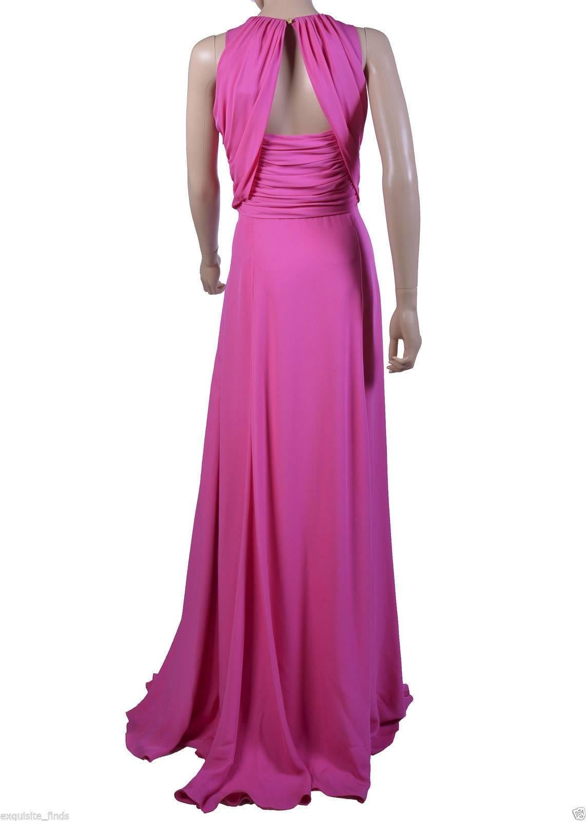 VERSACE Pink Matte Chiffon Gown 42 - 6 In New Condition For Sale In Montgomery, TX