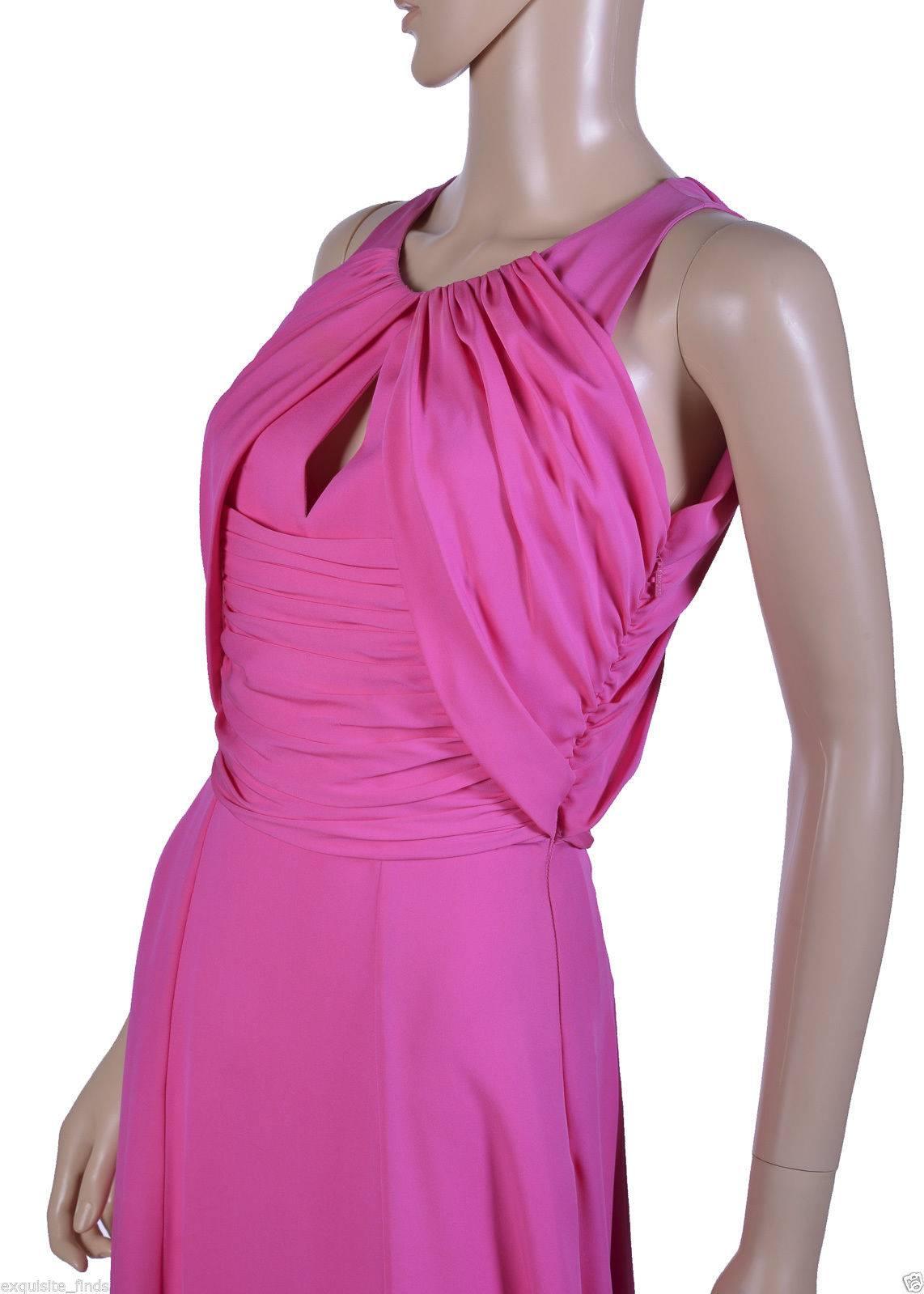 Women's VERSACE Pink Matte Chiffon Gown 42 - 6 For Sale