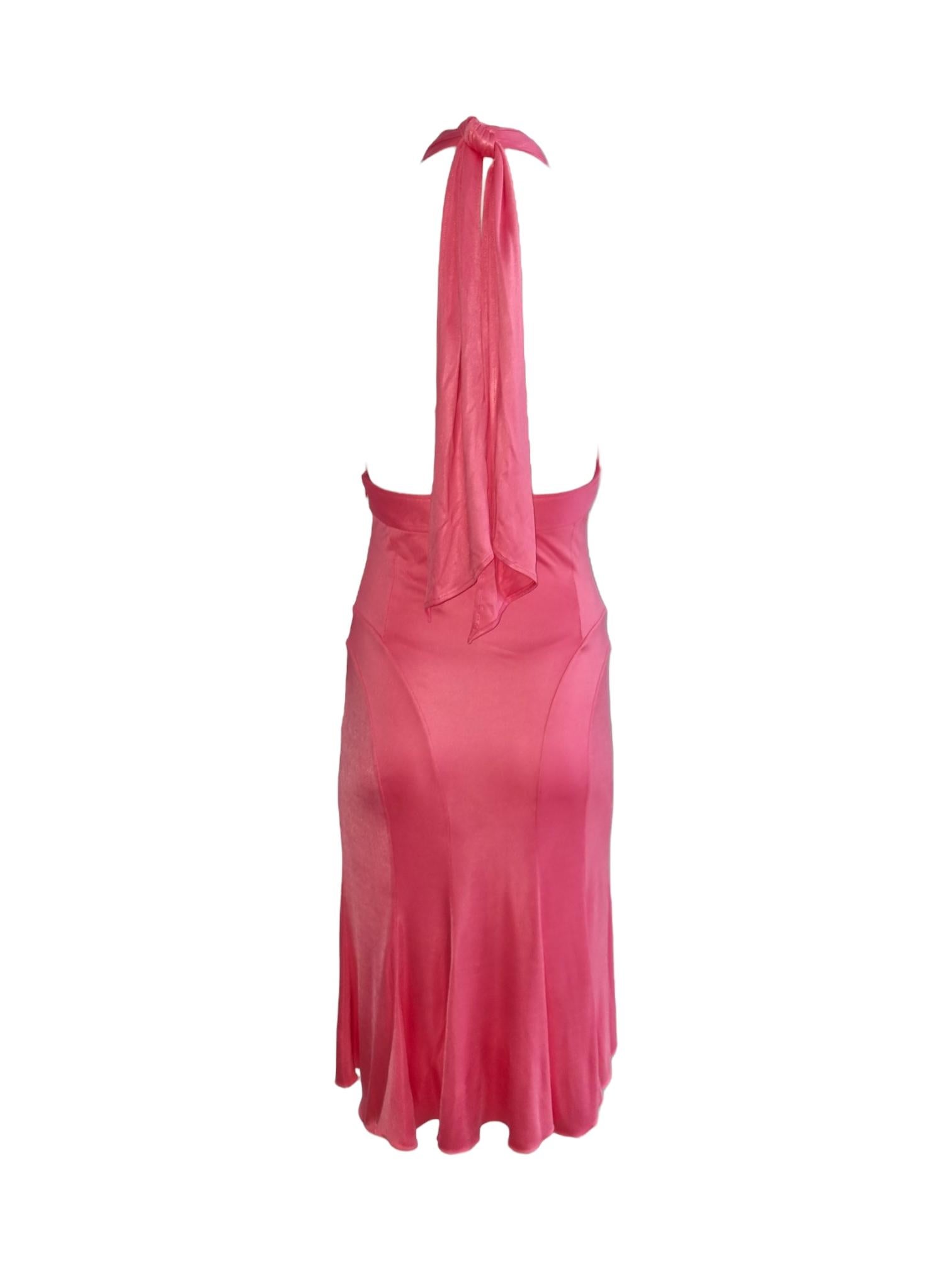 Versace pink medusa logo runway dress, SS 2005 In Excellent Condition For Sale In London, GB