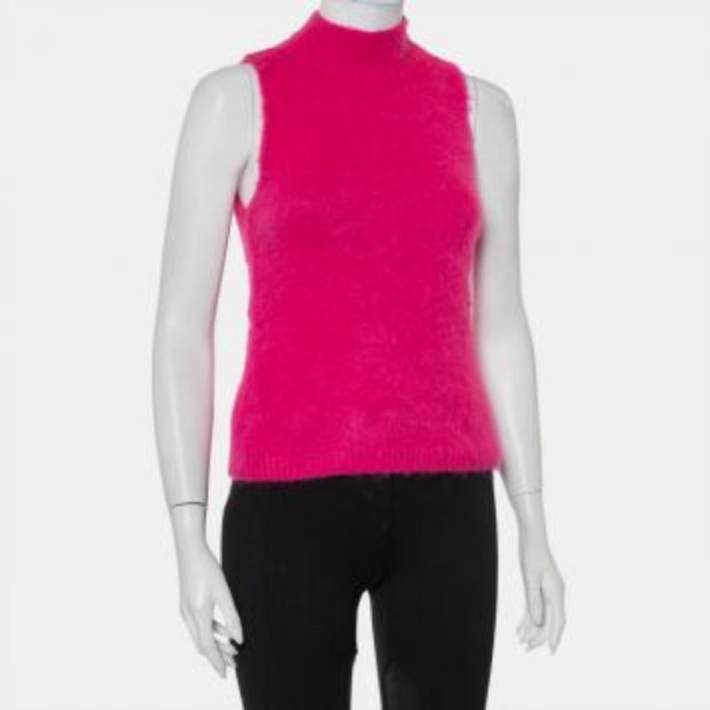 Versace Pink Mohair High Neck Sleeveless Tank Top M For Sale 6