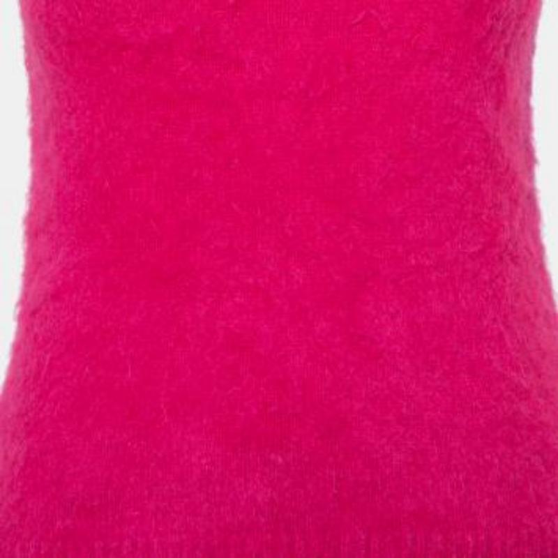 Versace Pink Mohair High Neck Sleeveless Tank Top M For Sale 5