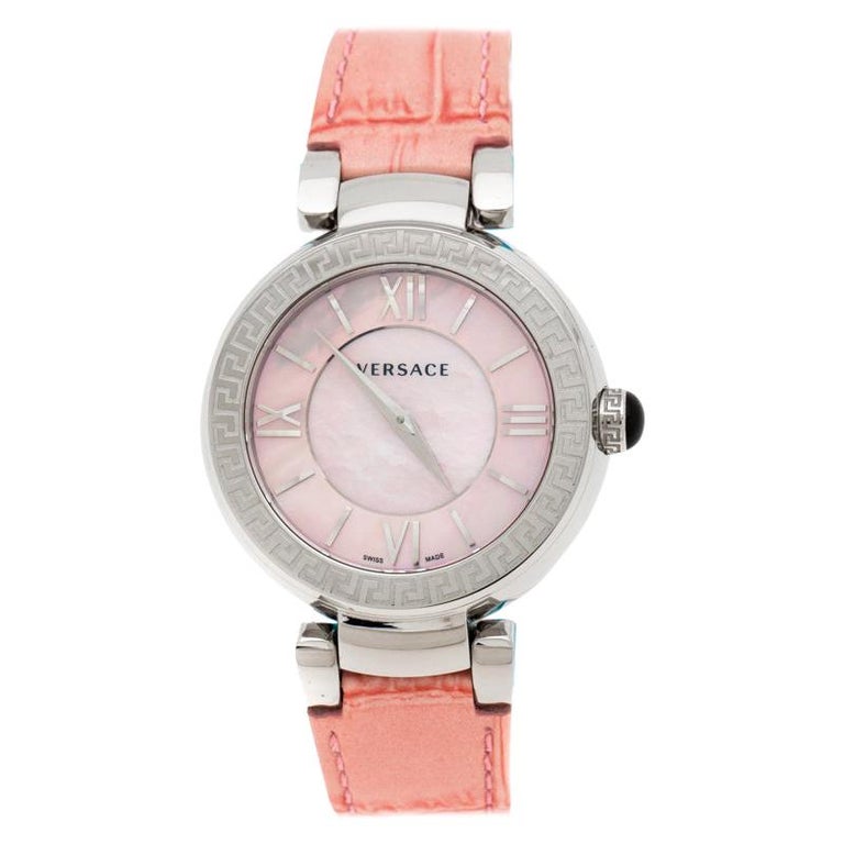 Versace Pink Mother of Pearl Stainless Steel Leda VNC Women's ...