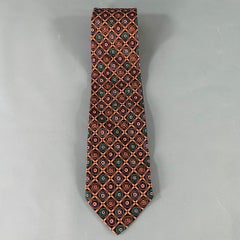 Versace - Cravatta in seta geometrica rosa multicolore