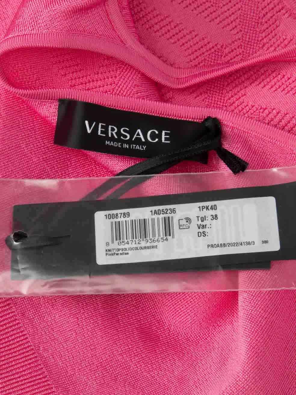 Versace Pink Paradise Medusa 95' Knit Crop Top Size XS For Sale 4