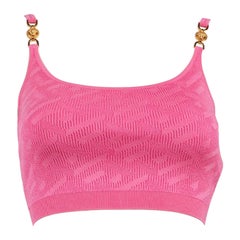 Versace Rosa Paradise Medusa 95' Strick-Crop Top Größe XS