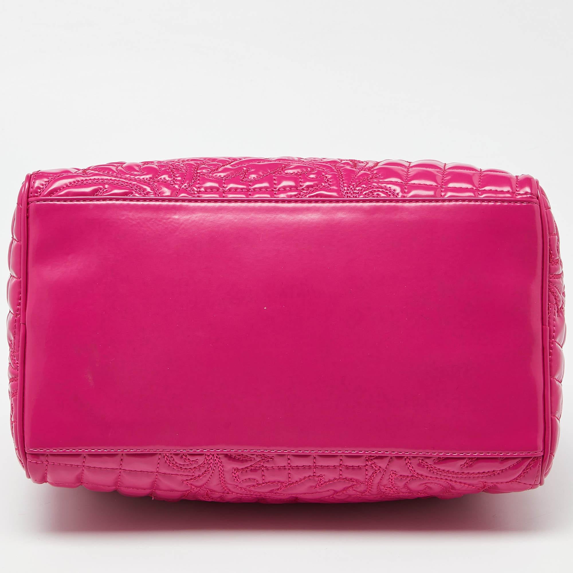 Versace Pink Patent Leather Boston Bag 2