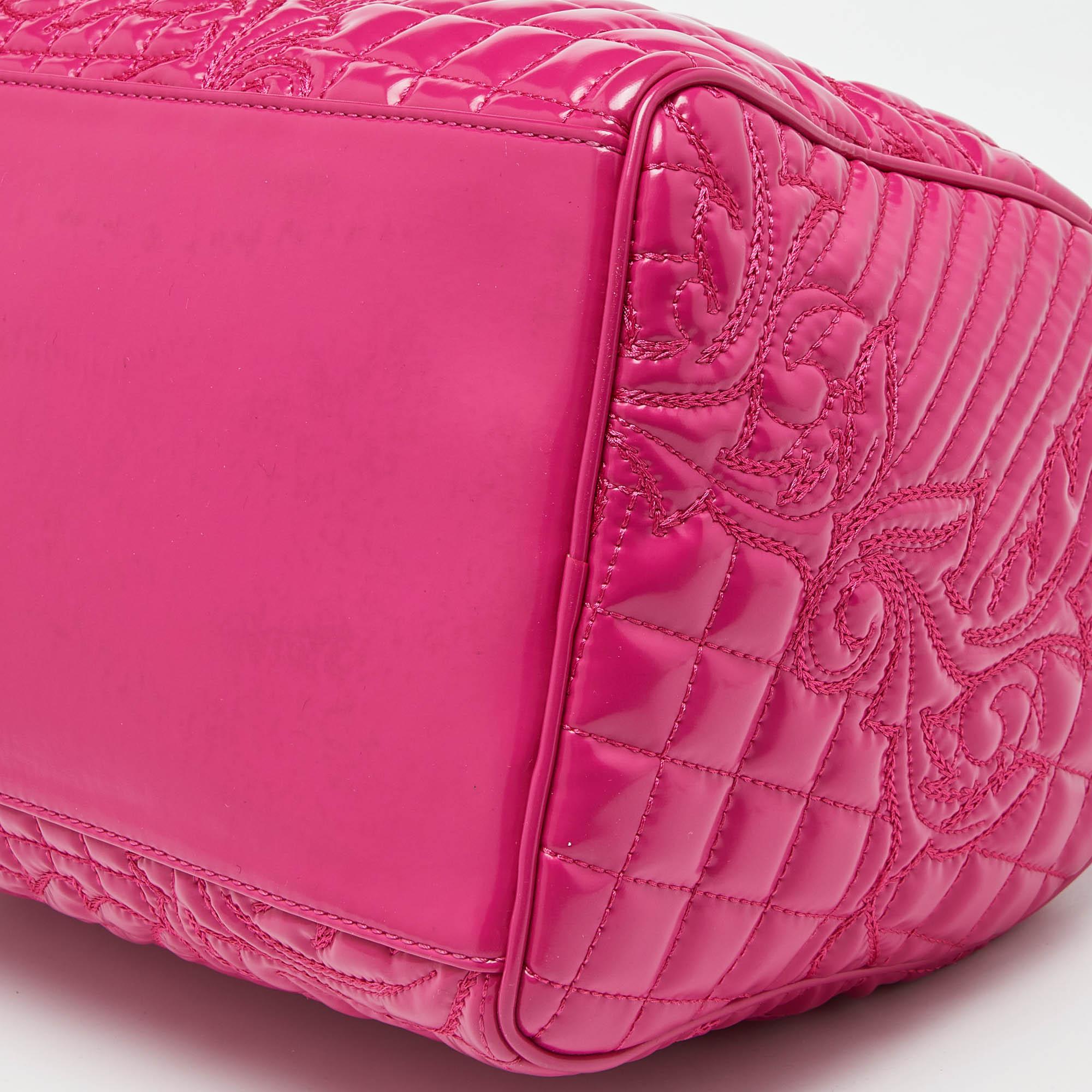 Versace Pink Patent Leather Boston Bag 5