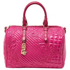 Versace Pink Patent Leather Boston Bag