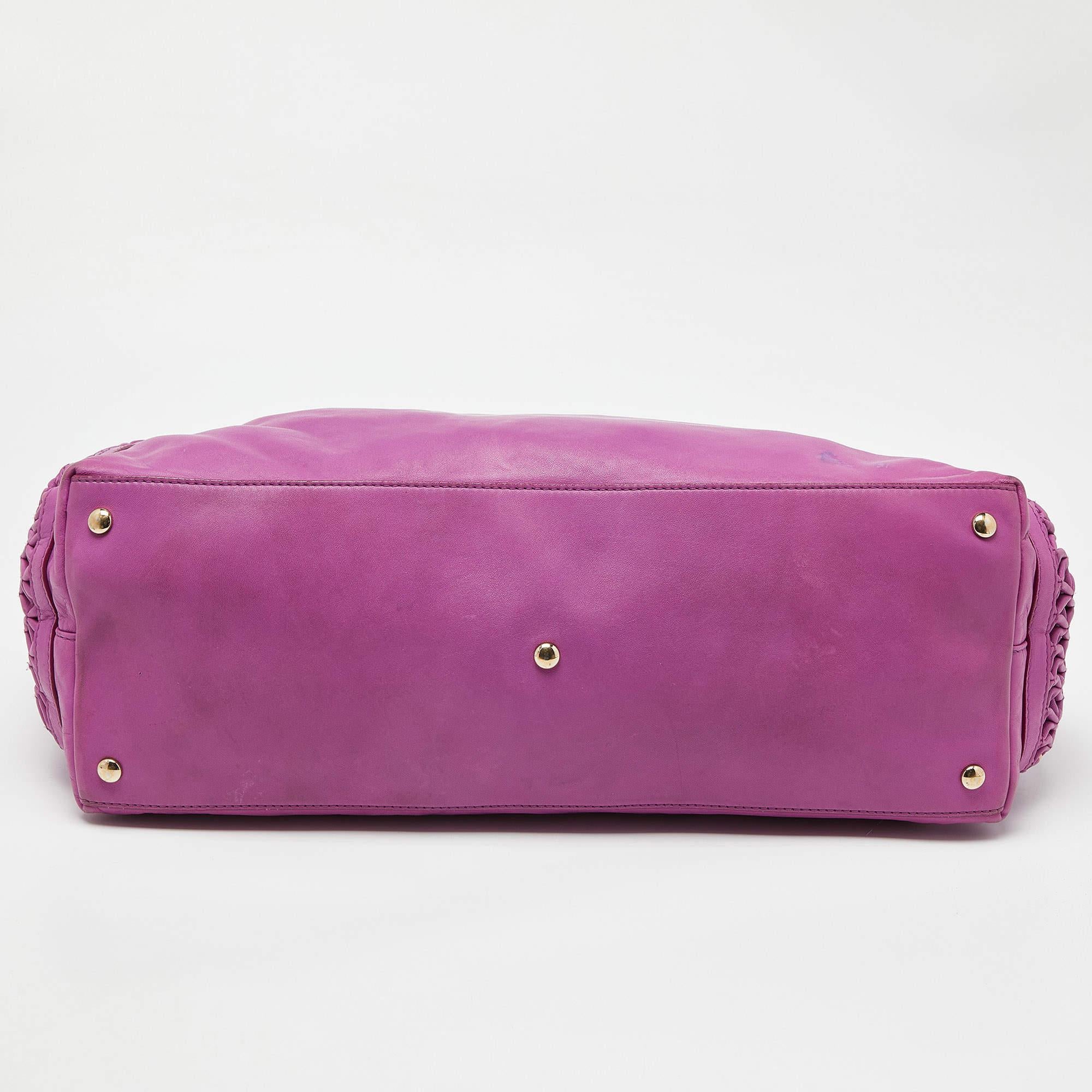 Versace Pink Pleated Leather Chain Satchel 7