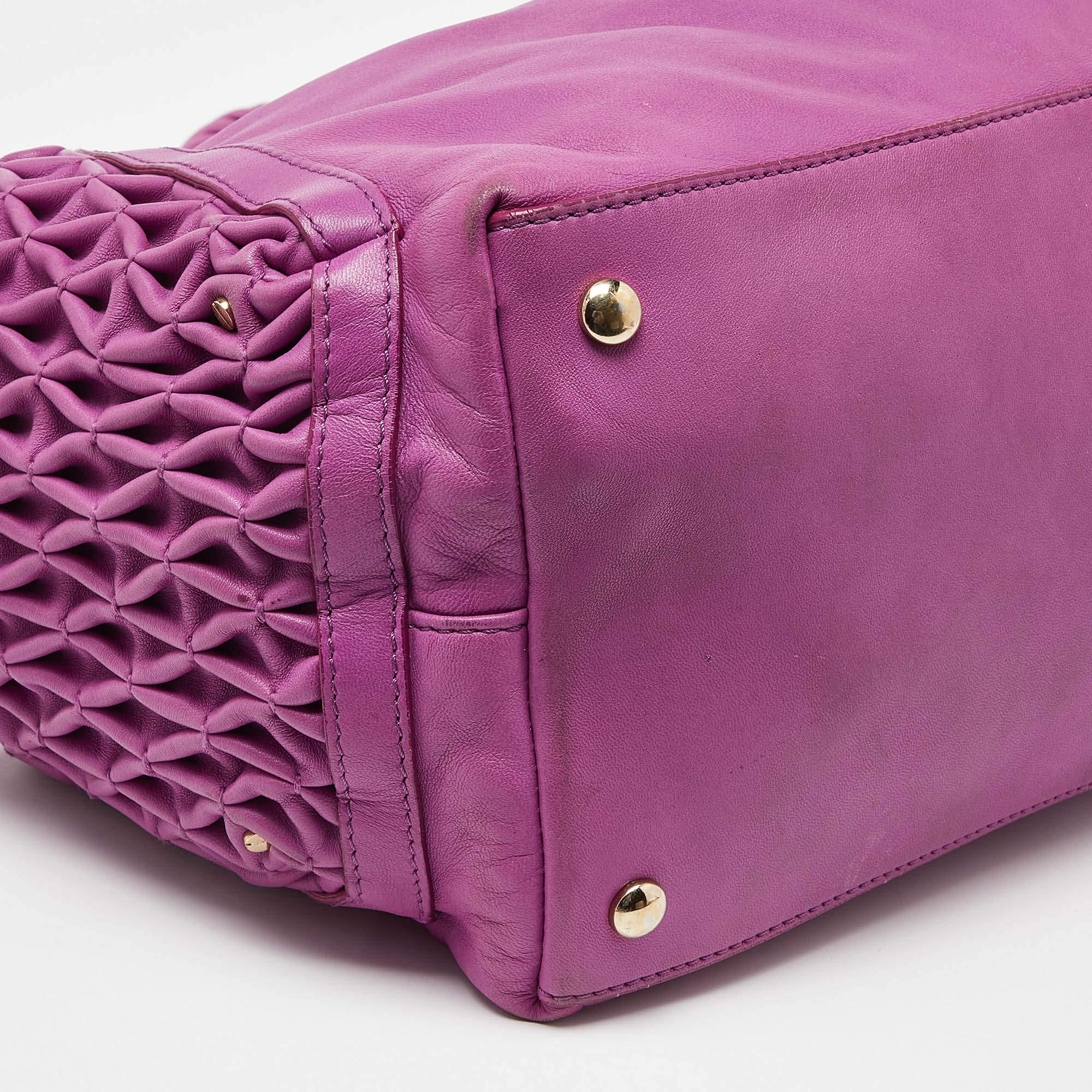 Women's Versace Pink Pleated Leather Chain Satchel