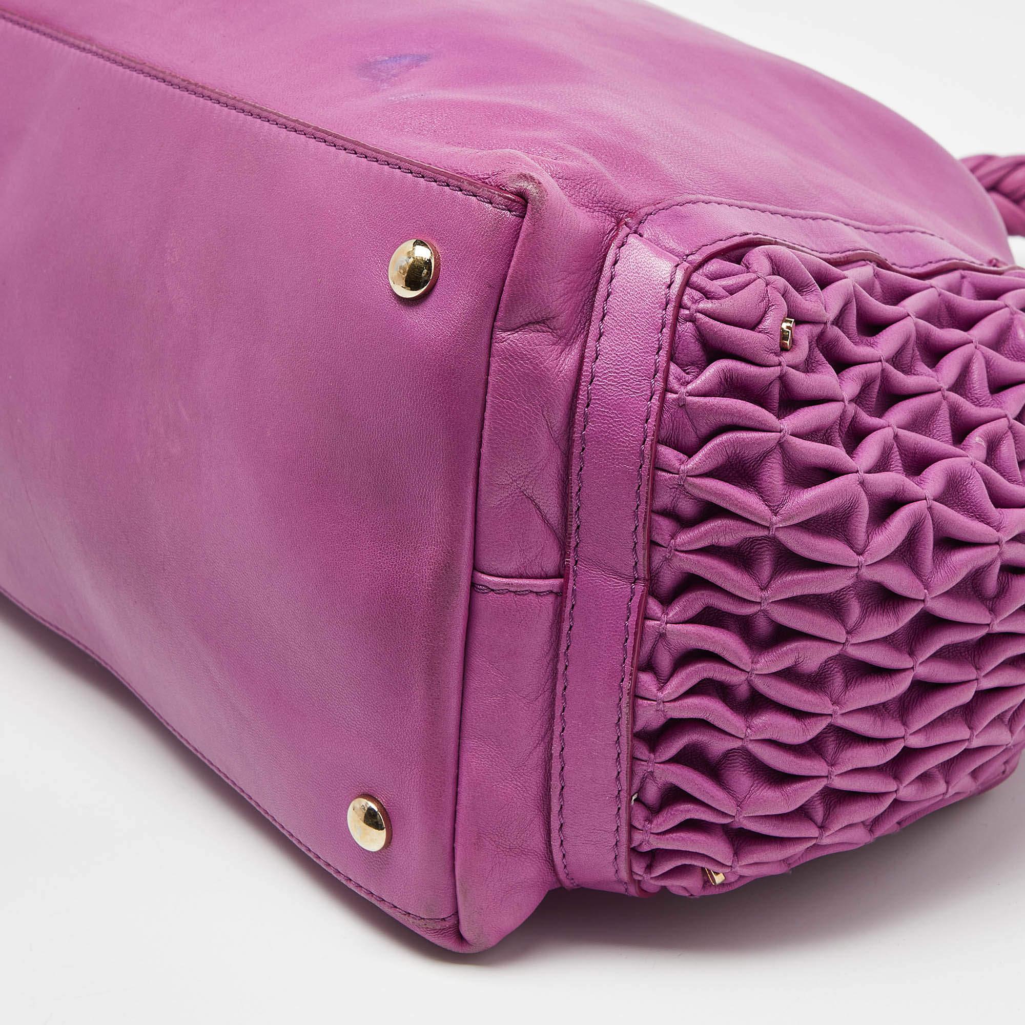 Versace Pink Pleated Leather Chain Satchel 1