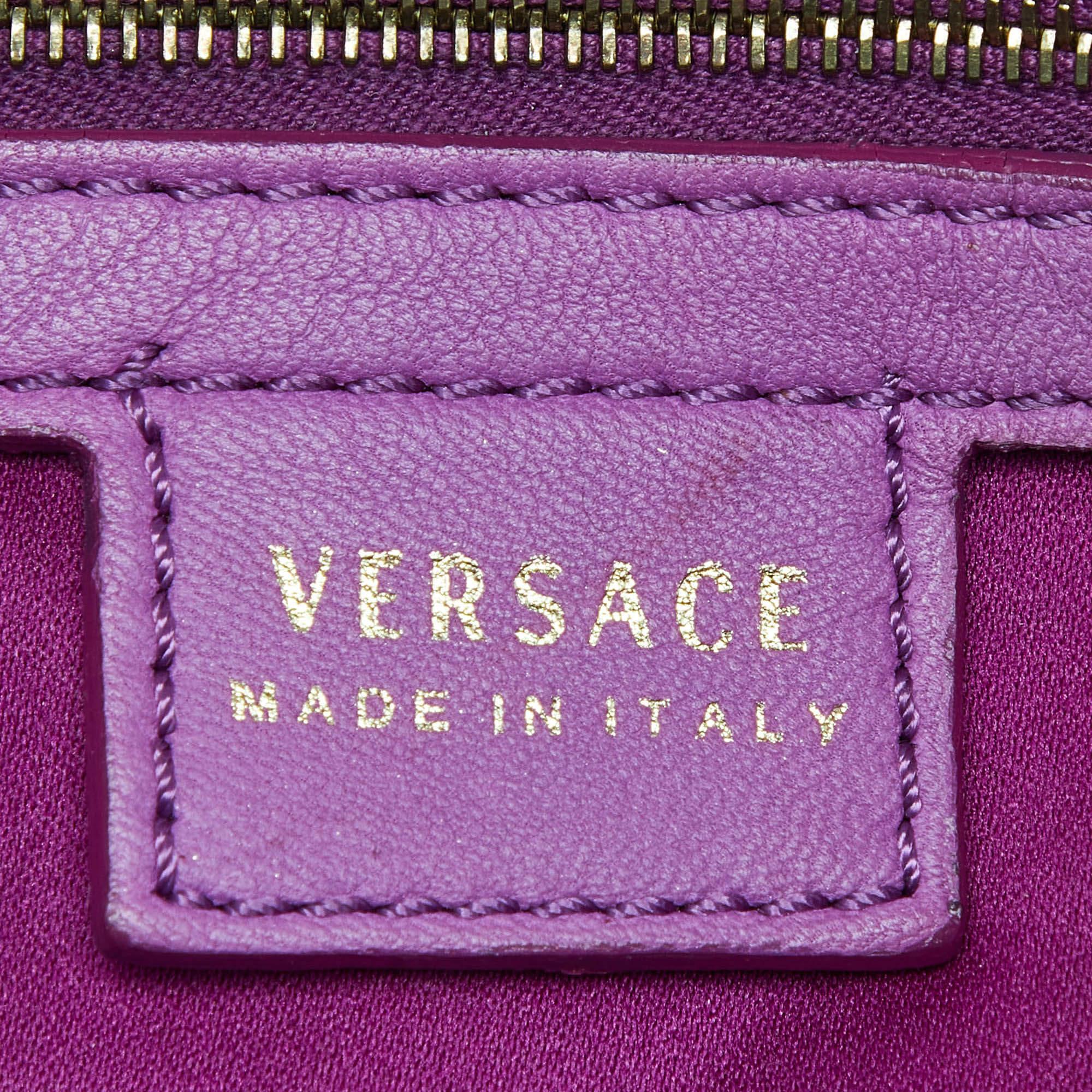 Versace Pink Pleated Leather Chain Satchel 3
